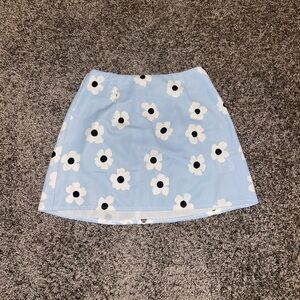 Princess Polly blue and white mini skirt